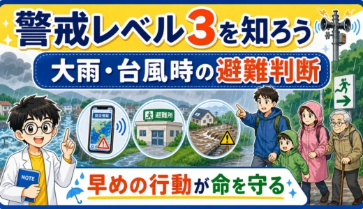 【時事トレ】警戒レベル3は何の合図？大雨・台風時の避難判断を親子で考える時事問題