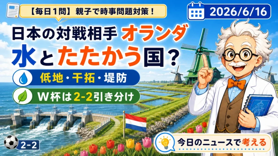 日本代表の対戦相手オランダの低地・干拓・堤防を親子で学ぶ時事問題