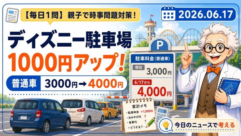 ディズニー駐車場料金の値上げを親子で学ぶ時事問題
