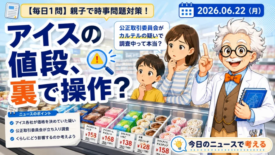アイスのカルテル疑惑と公正取引委員会を親子で学ぶ時事問題
