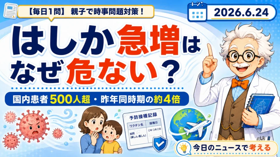 はしか急増と国内患者500人超を親子で学ぶ時事問題