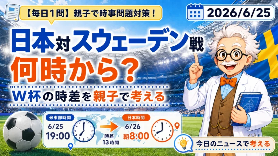 日本対スウェーデン戦の開始時刻と時差を親子で学ぶ時事問題