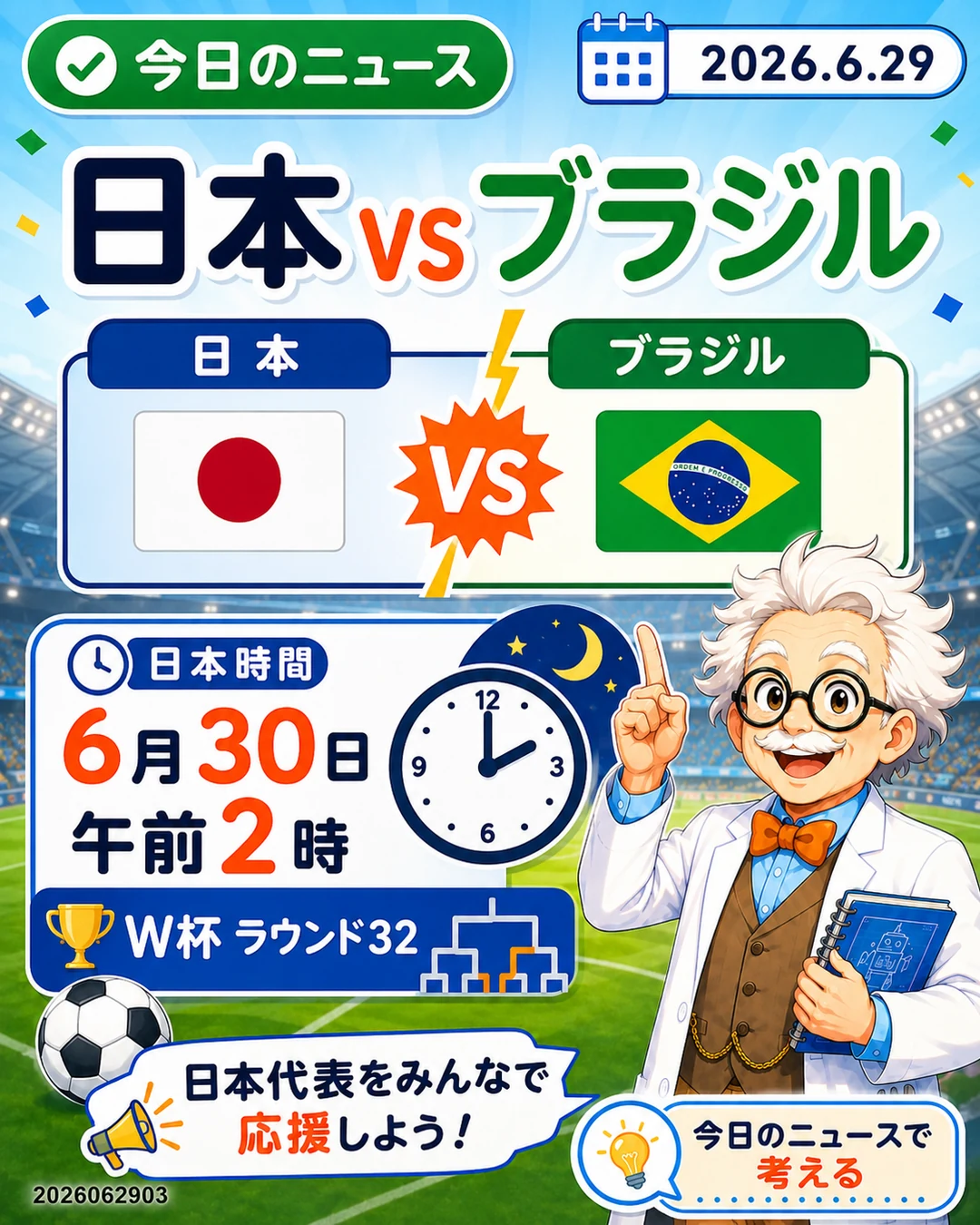 日本対ブラジルが日本時間6月30日午前2時に予定されているニュース解説
