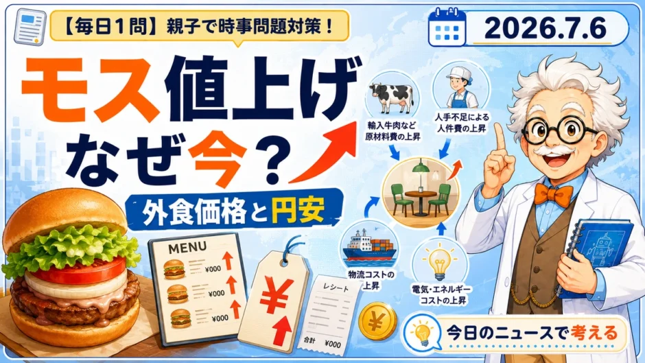 モスバーガー値上げと外食価格の背景を学ぶ時事問題