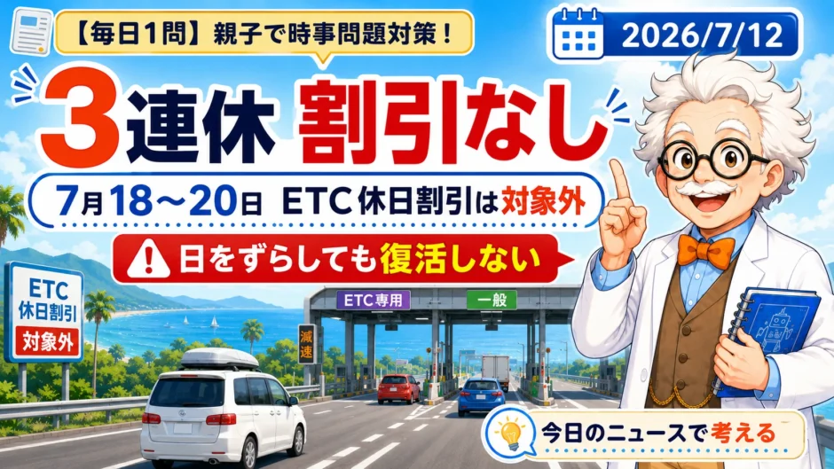 海の日3連休のETC休日割引対象外を学ぶ時事問題