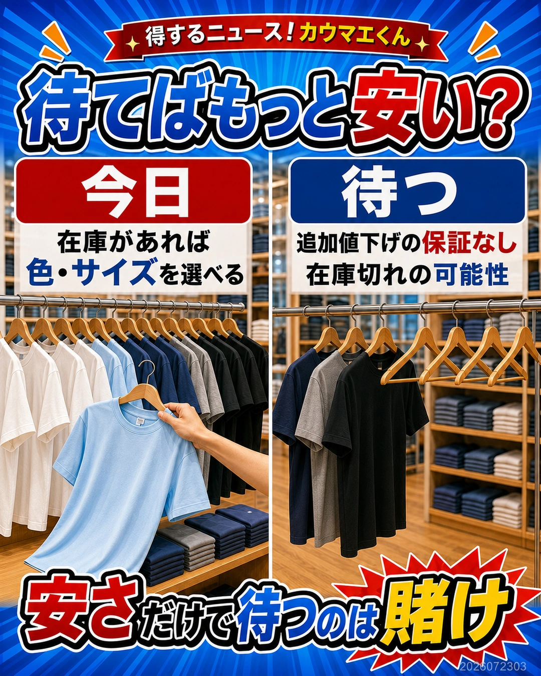 追加値下げを待つ場合の在庫切れリスク