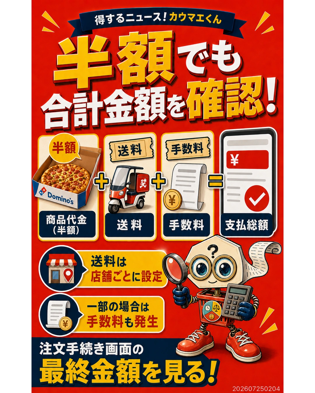 出前館の支払総額は商品代金と送料と手数料