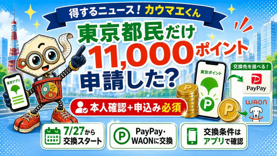 東京都民が申請できる11,000東京ポイントとPayPay・WAON POINTへの交換