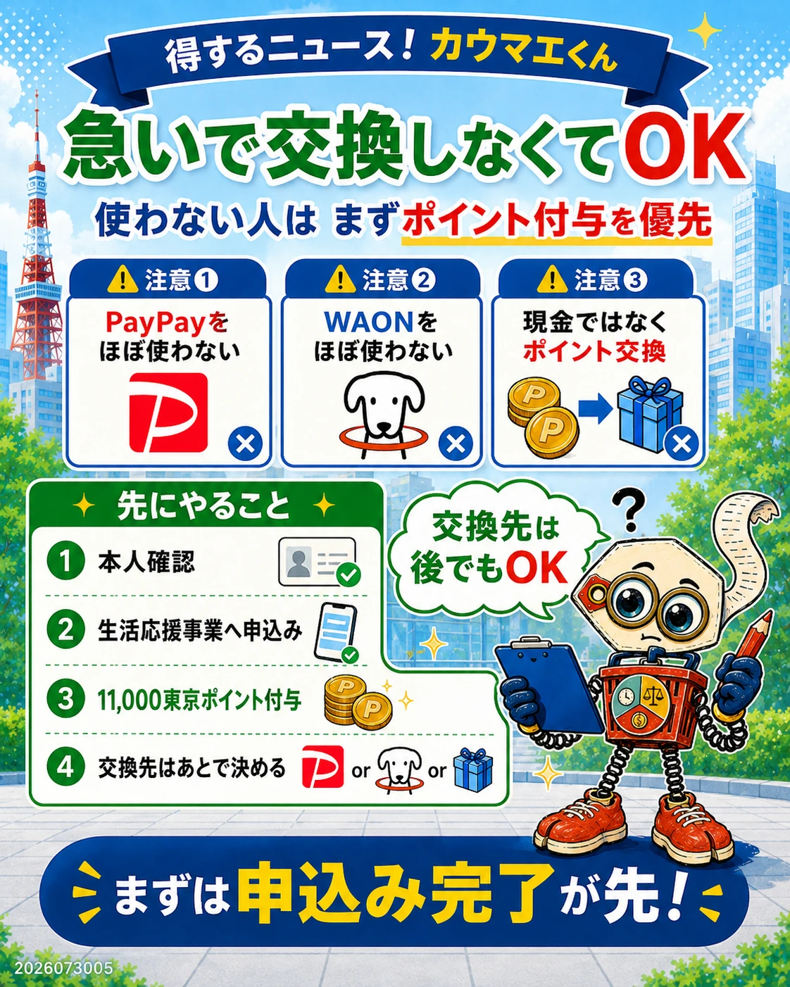 東京ポイントは交換を急がず先に申込みを完了する