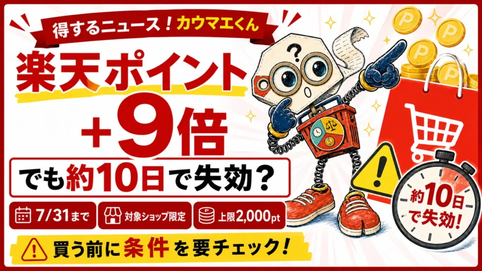 楽天ポイント＋9倍キャンペーンは特典ポイントが約10日で失効