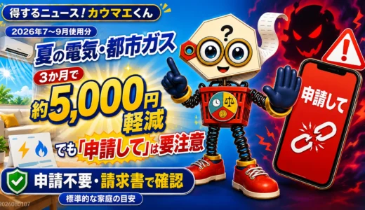 2026年夏の電気・都市ガス料金支援｜3か月約5,000円軽減、申請不要