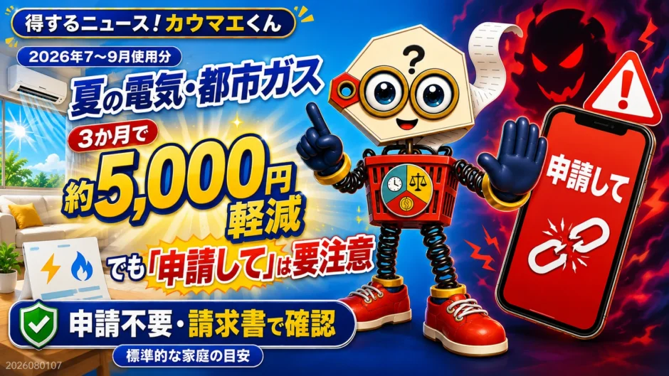 2026年夏の電気・都市ガス料金支援と申請を求める連絡への注意
