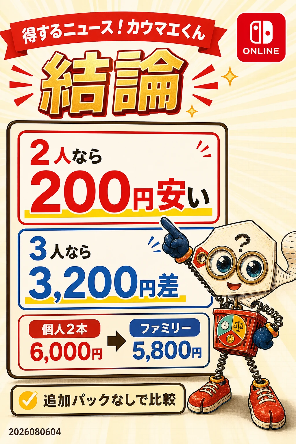 2人なら200円安く3人なら3